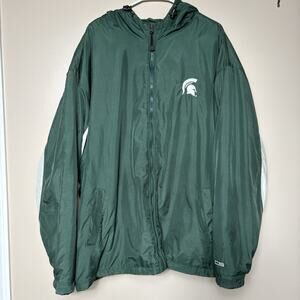 Michigan State Men’s Green/white Fleece Lined Windbreaker Size 2XL